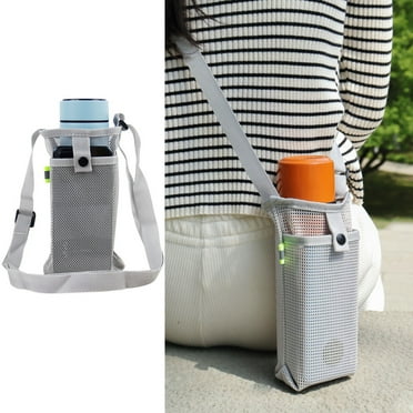 NIBOLOG Water Bottle Holder with Adjustable Shoulder Strap Portable Water Bottle Carrier Mesh Bag Outdoor Camping Cycling Crossbody Water Bottle Pouch