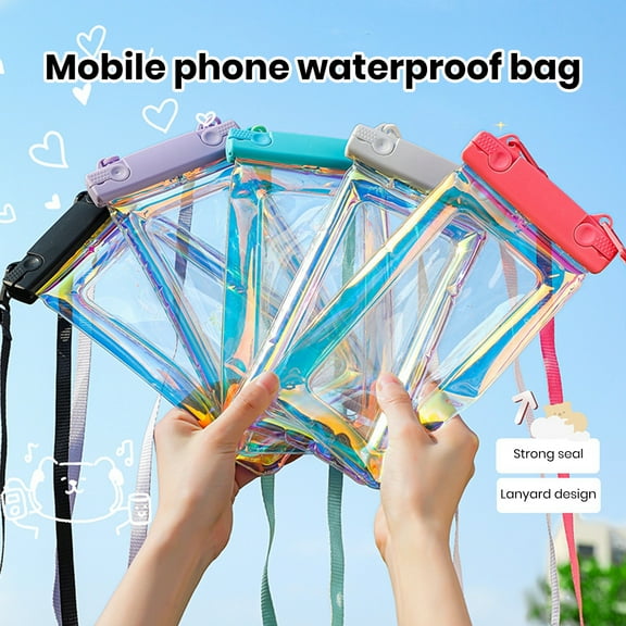 NIBOLOG Waterproof Phone Pouch with Lanyard Touchscreen Clear Leakproof PVC Universal Beach Kayaking Swimming Floating Cell Phone Dry Bag Case Protector
