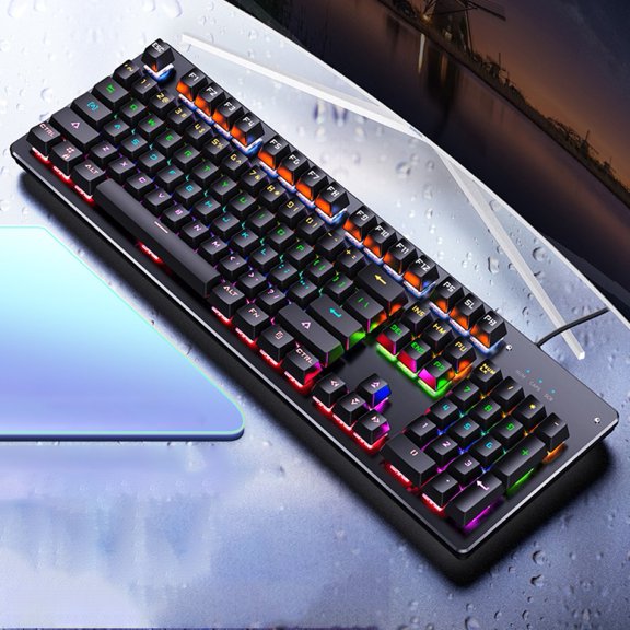 NIBOLOG Wired Gaming Mechanical RGB LED Backlight Blue Black Axle Keyboard for Laptops