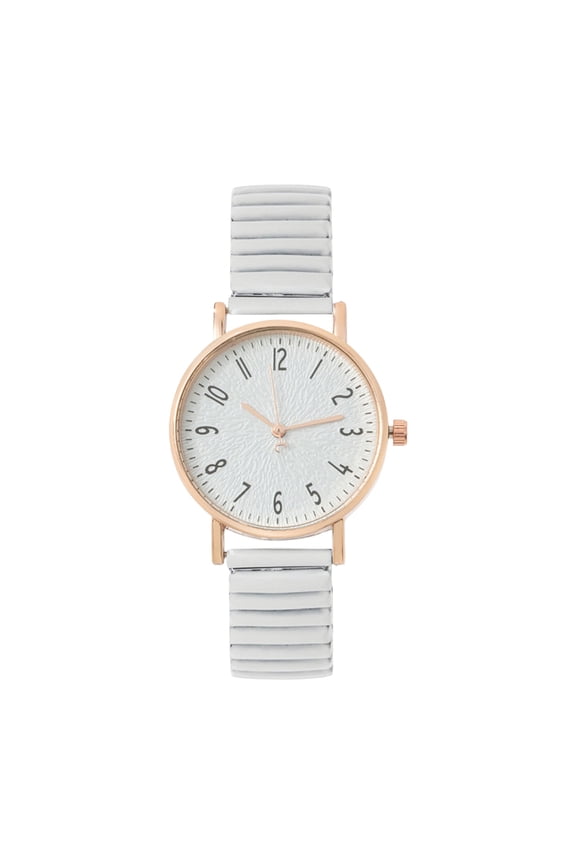 Women Quartz Watch Round Dial Elastic Band Simple Style Alloy Time-checking High Accuracy Student Daily Wristwatch Dating Timepiece