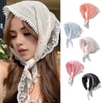 thumbnail image 1 of NIBOLOG Women Summer Scarf French Style Lace Pattern Splicing Hairband Solid Color Retro Sunscreen Triangle Scarf Retro Ribbon, 1 of 8