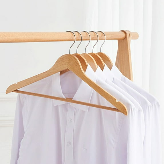 NIBOLOG Wooden Hangers High Durability Groove Design Non-Slip Smooth Surface Burr Free Space-saving Reusable Shirt Wooden Hanger Clothes Drying Racks for Home