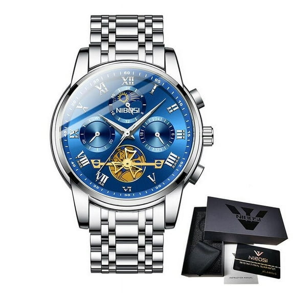 NIBOSI 2022 Chronograph Watches For Man Waterproof Luminous Male Watch Men Stainless Steel Quartz Auto Date Relogio Masculino