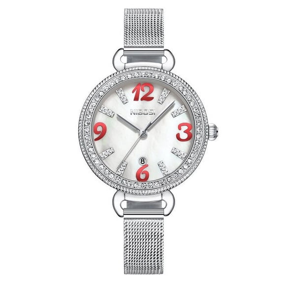 NIBOSI 2022 Fashion Diamond Ladies Wristwatches Luxury Gold Women Watches Mesh Stainless Female Quartz Watch Relogio Feminino