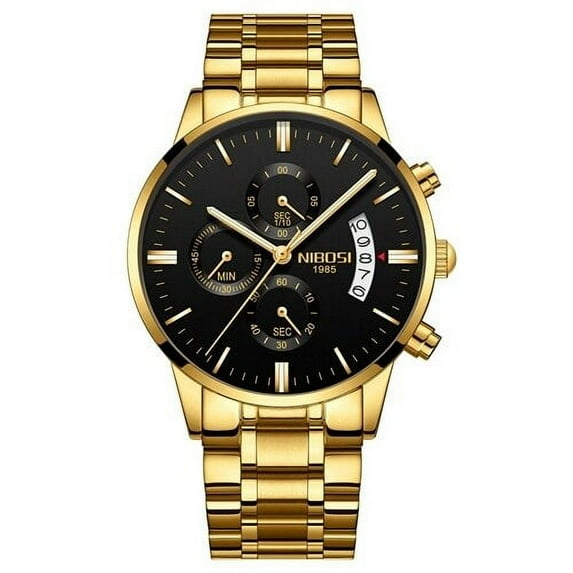 NIBOSI Fashion Mens Watches Top Brand Luxury Watches Rose Gold Waterproof Relogio Masculino Stainless Steel Quartz Wristwatch