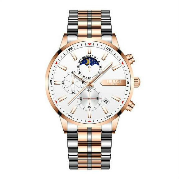 NIBOSI Men Watch Top Brand Luxury Sports Quartz Mens Watches Full Steel Waterproof Chronograph Wristwatch Men Relogio Masculino