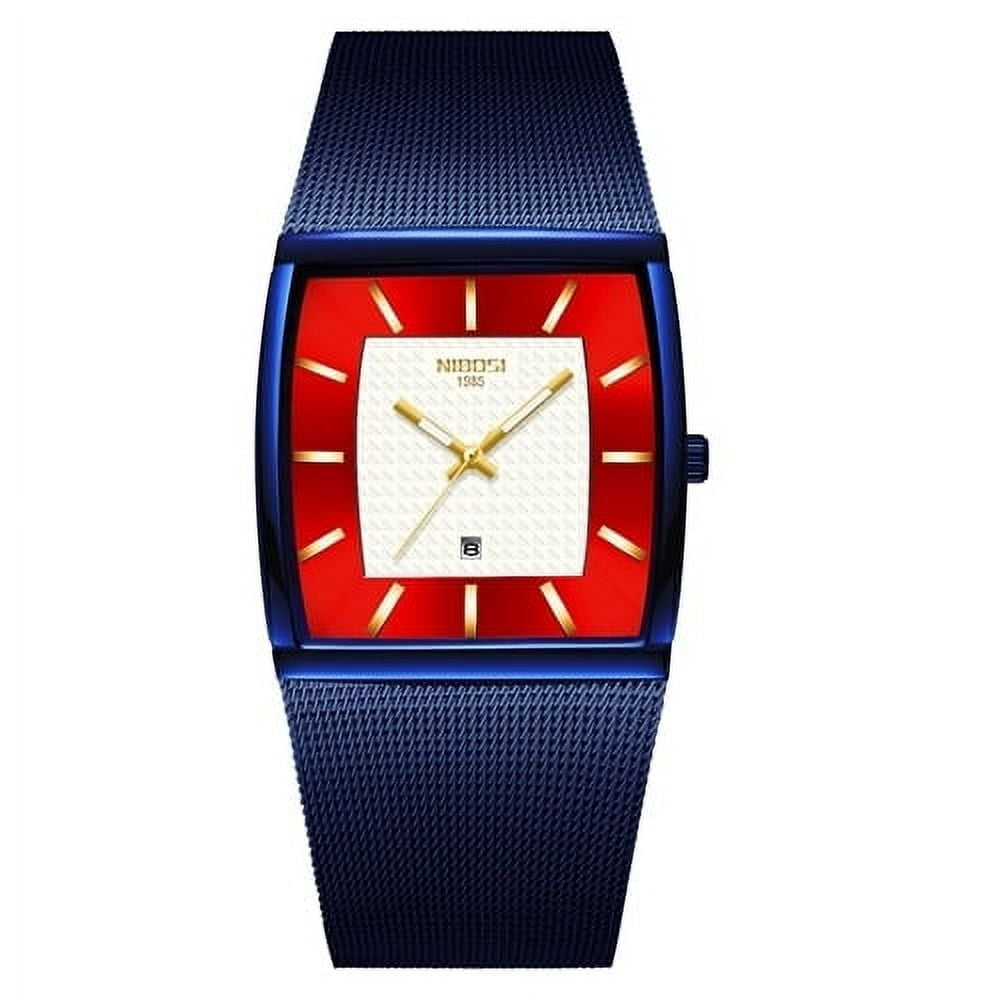 NIBOSI Mens Watches Top Brand Luxury Blue Square Quartz Watch Men Slim  Waterproof Golden Male Wristwatch Men Relogio Masculino