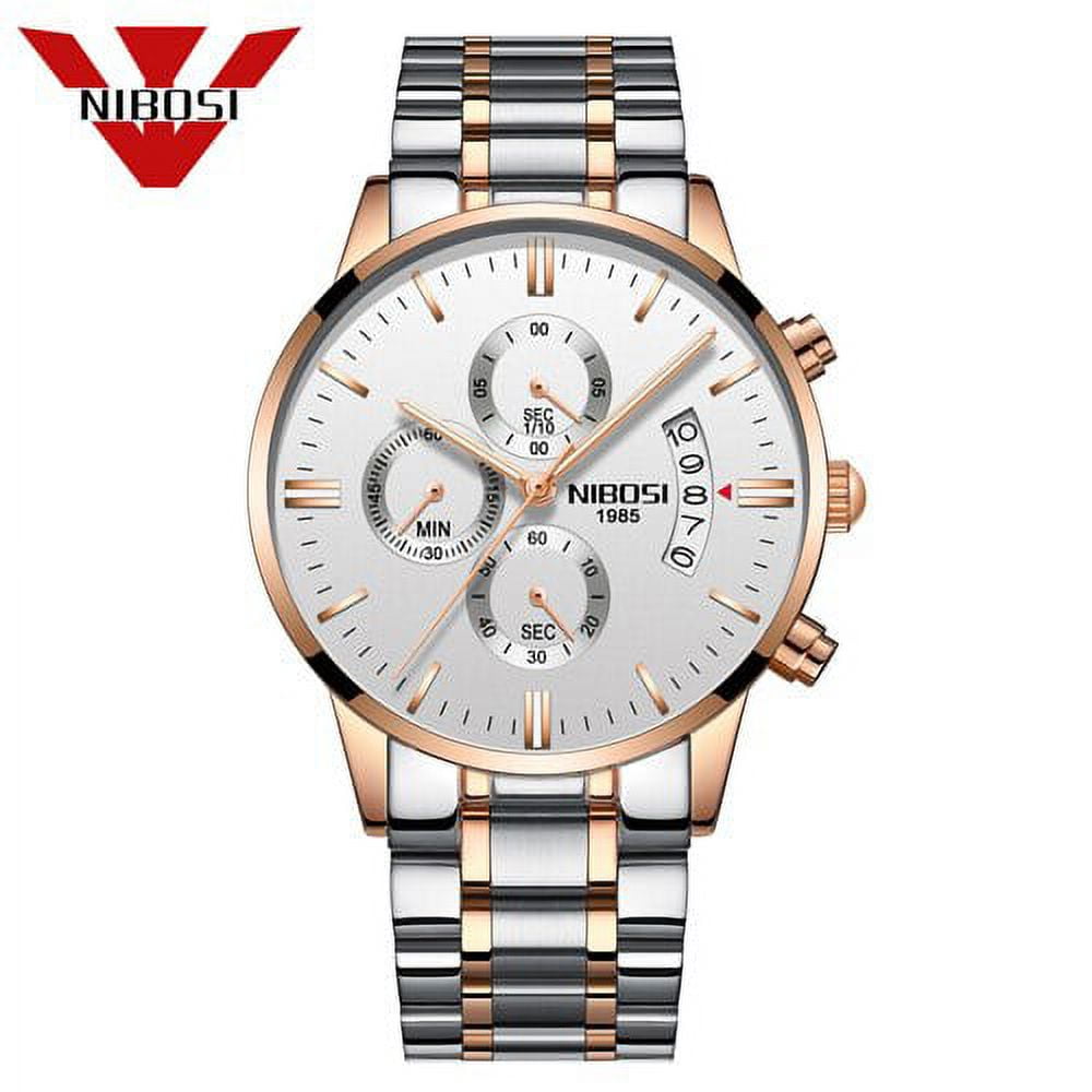 NIBOSI Relojes para hombre, cronógrafo, vestido de negocios, reloj  analógico de cuarzo para hombre, marca de lujo, fecha, reloj deportivo (oro  rosa