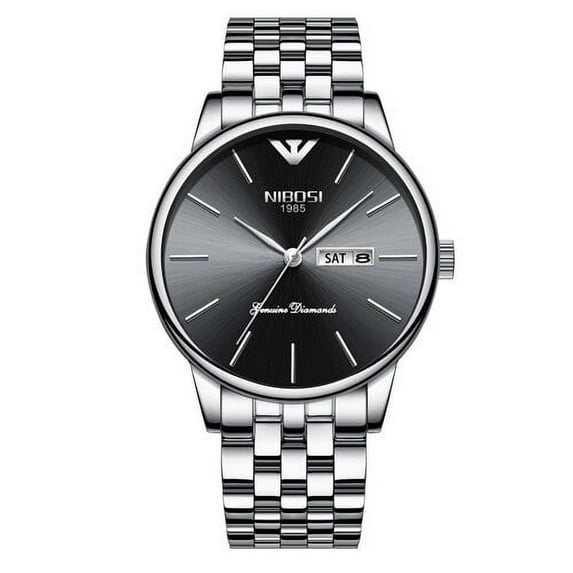 NIBOSI Simple Style Fashion Men Quartz Watch Luxury Week Date Steel Band Waterproof Casual Men's Wrist Watch Relogio Masculino