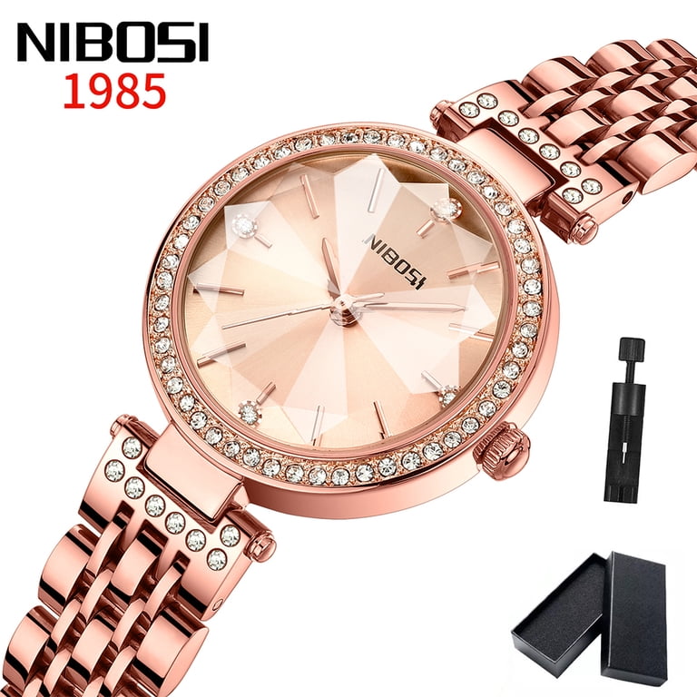 NIBOSI Women Fashion Watch Diamond Analog Quartz Female 