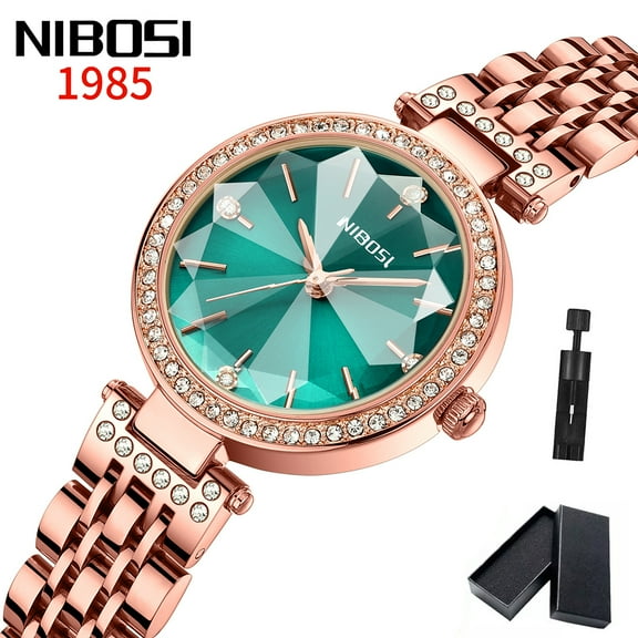 NIBOSI Women Fashion Watch Diamond Analog Quartz Female Watch for Women Luxury Dress Ladies Stainless Steel Luminous Waterproof Wrist Watches