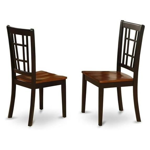 NIC-BLK-W Nicoli Dining Room Chairs - Stylish Back Solid Wood Seat Chairs, Set of 2, Black &