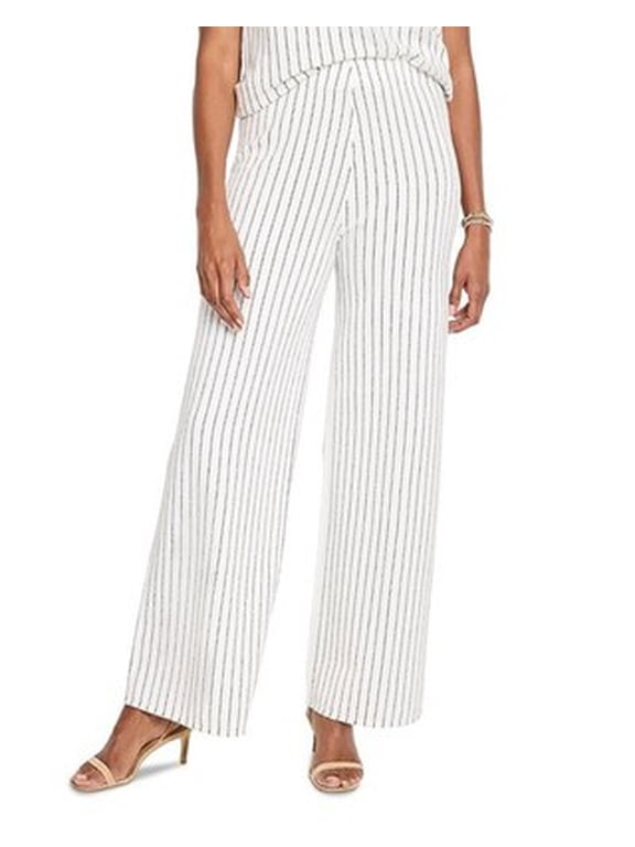 Destination Stripe Wide-leg Knit Pants Women's L White Multi Pull On