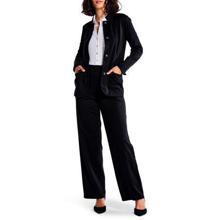 NIC+ZOE Women's Petite Drapey Ponte Blazer, Black Onyx