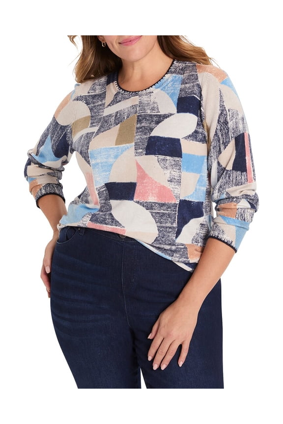 NIC & ZOE womens Plus Set Sail Sweater, 1X, Blue