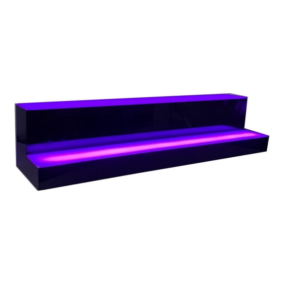 NICCOO 2 Step Liquor Bottle Display Shelf 31 Inch LED Lighted Bar Bottle Display Shelf for Home Bar, with Control Multiple Colors, Black, 31 inch 2 Step