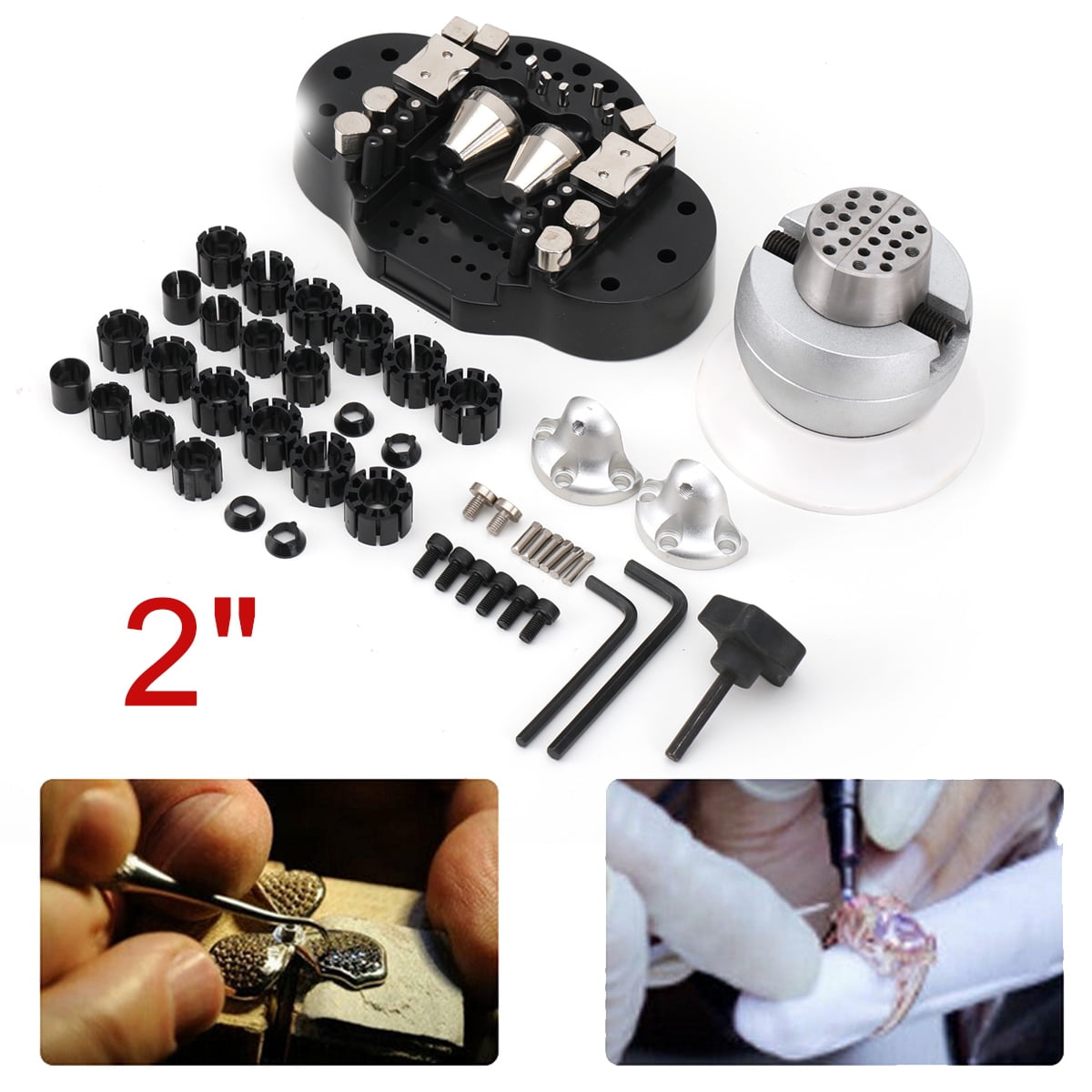 NICCOO Ball Vise Engraving Setting Tool 360° Rotation Ball Vise 63PCS  Attachment Jewelry Engraving Block Tools Block 