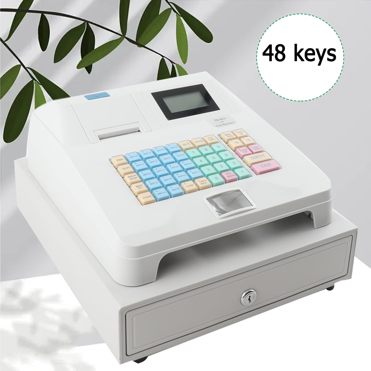 NICCOO Commercial Cash Register Electronic Pos System Cash Register, Multifunction 48 Keys Cash Register With Cash Drawer Box & Digital LED Display for Supermarkets/Store/RetailShops/Restaurant