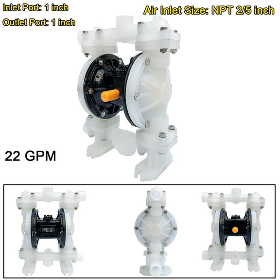 NICCOO Double Diaphragm Pump-22GPM Air-Operated 1" Inlet /Outlet Acid & Alkali Industrial