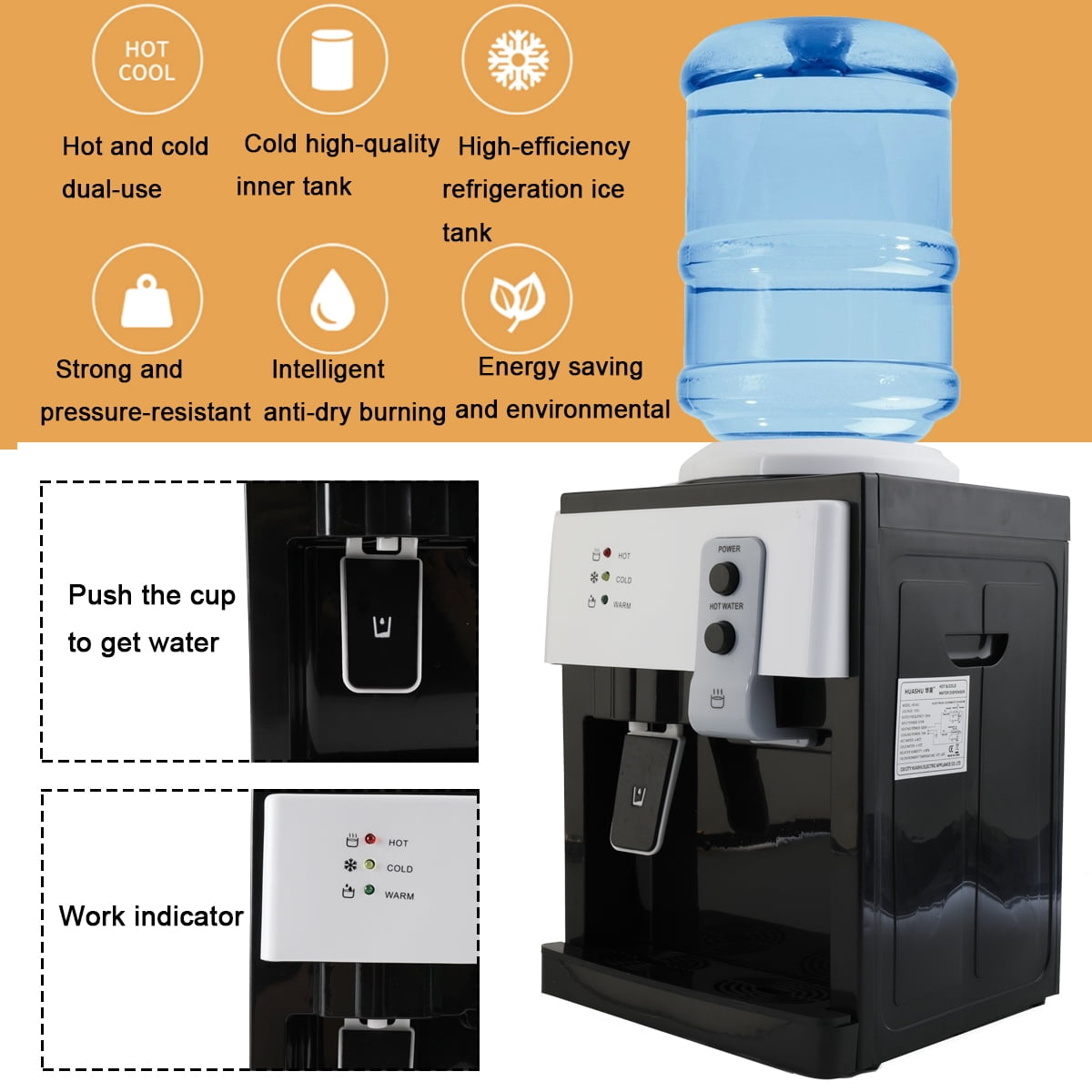 Hot And Cold Water Dispenser Countertop Water Dispenser With Hot & Cold ...