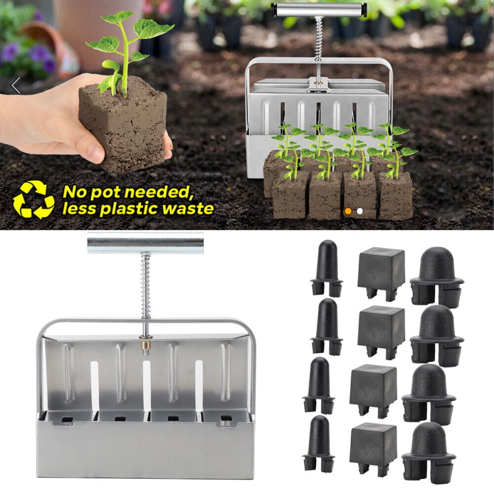 NICCOO Mini 4 Handheld Soil Blocker Soil Blocking Tool Seed Starting Plugs Seeds Starter Pallet