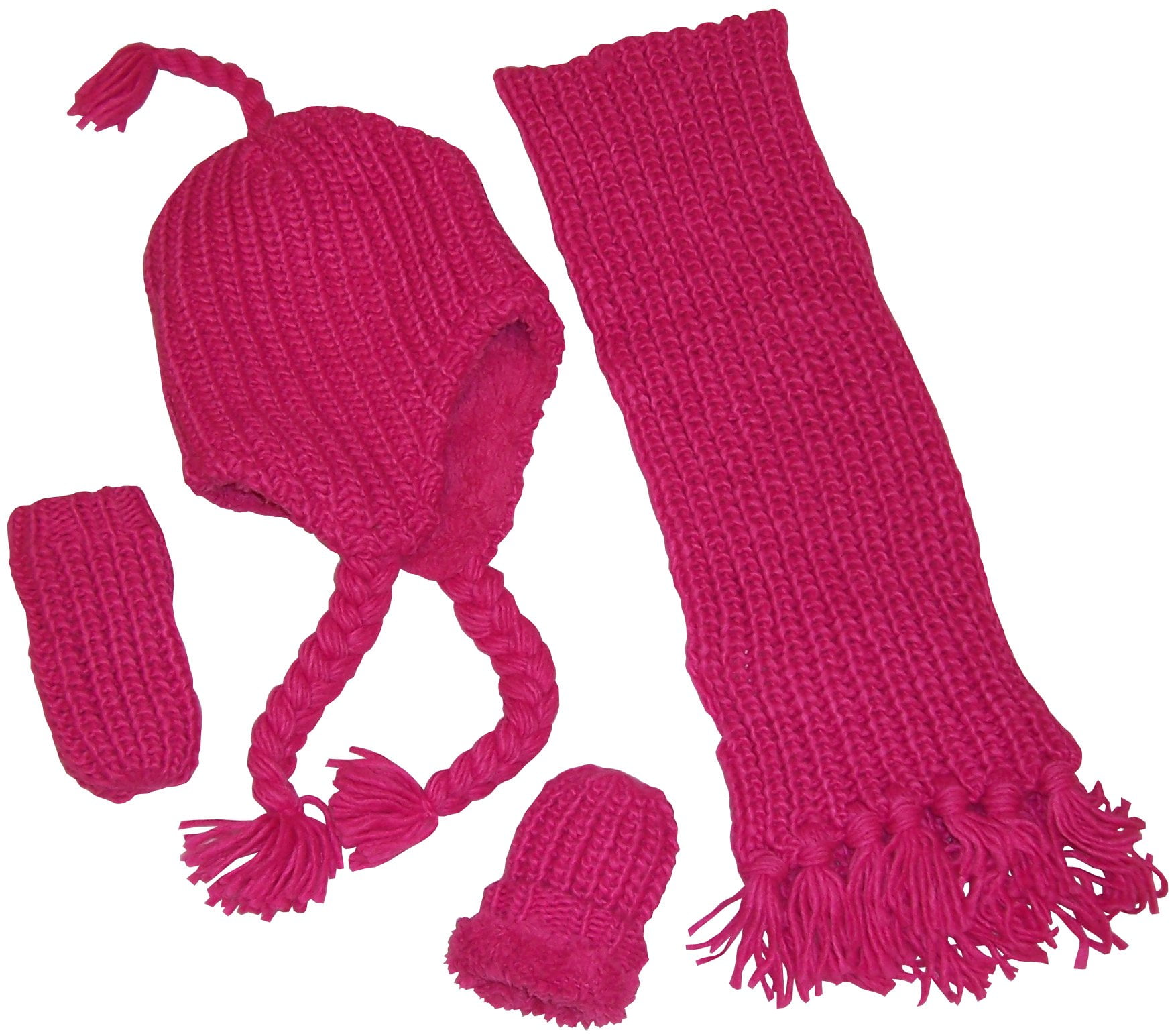 NICE CAPS Baby Unisex Bulky and Warm Knitted 3 Piece Hat/Mitten/Scarf