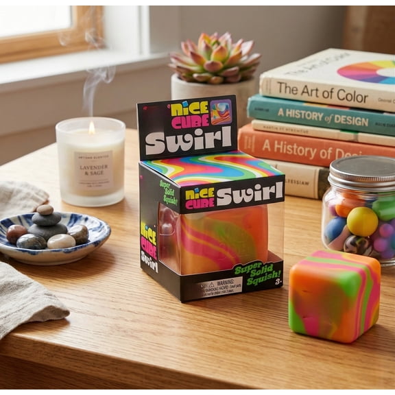 NICE Cube Swirl Stress Ball (1/2/3 Pcs) - Tactile Squeeze Accessory for All Ages - Slow-Yielding Desk Relief (Surprise Color)