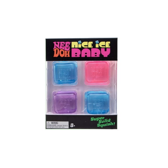 NeeDoh Nice Ice Baby, Satisfying Square Shaped Sensory Toys, 4 Pack Colors May Vary Children Ages 3+