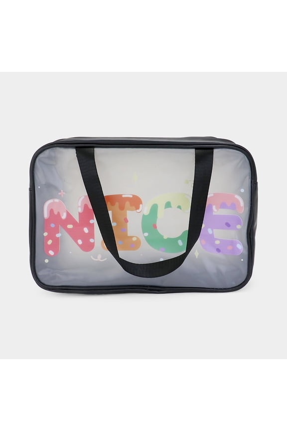 NICE Message Printed Translucent Mesh Divided Shoulder Bag / Tote Bag