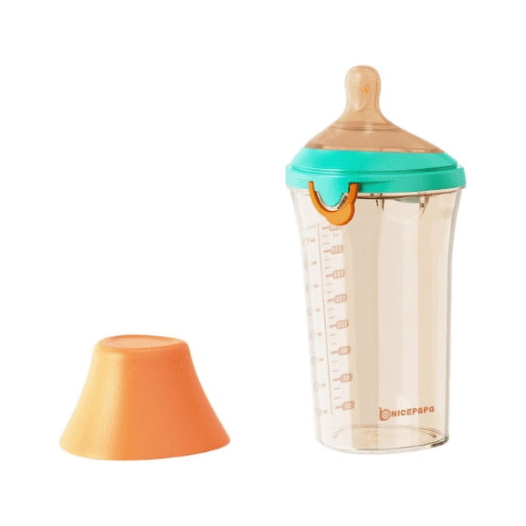 NICE PAPA Baby Bottle, Anti-Colic PPSU Baby Bottle, Flip Cap Baby Bottle Wide Neck BPA Free Baby, Medium Flow (8 Ounce, Orange)