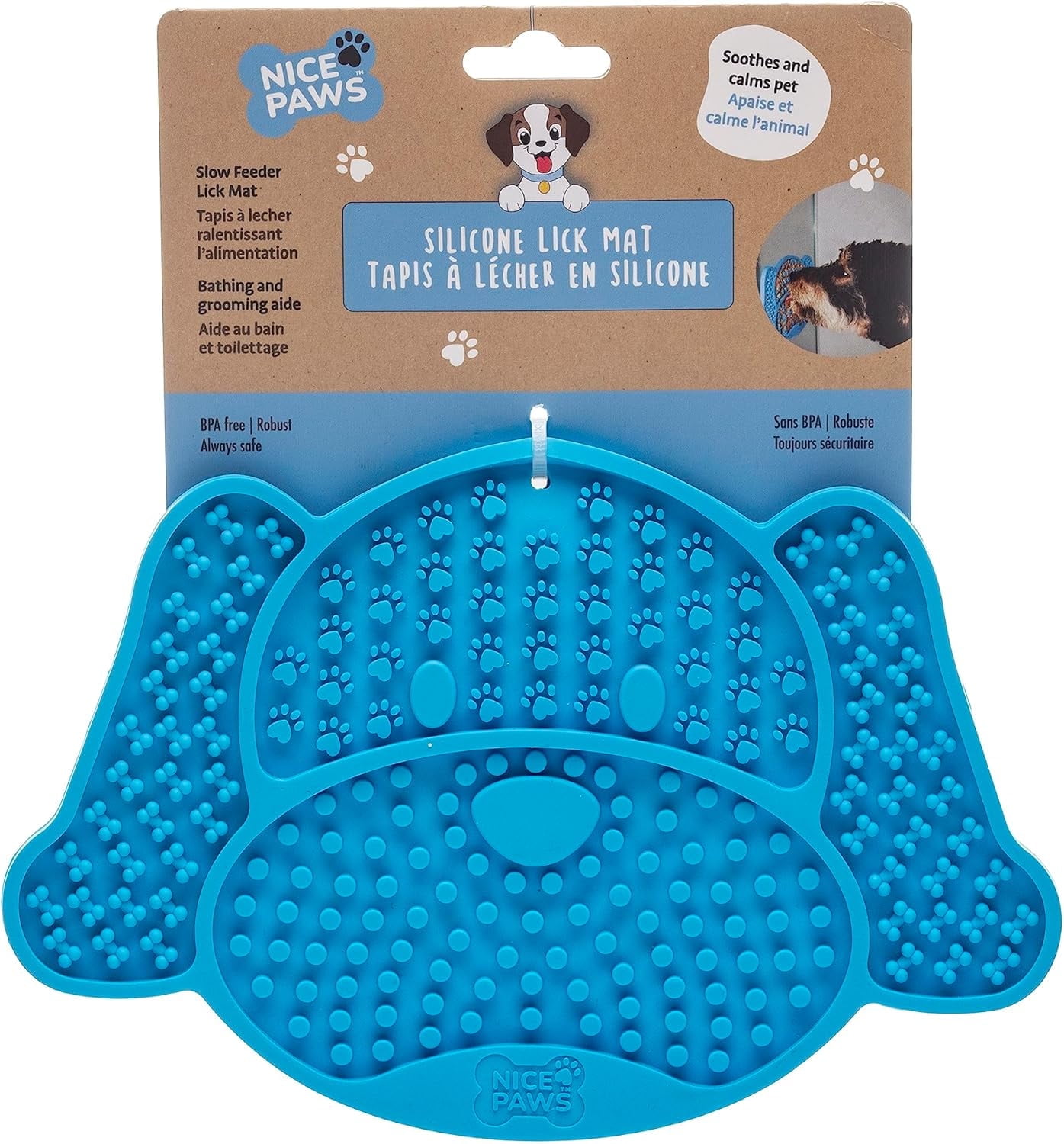 NICE PAWS - Blue - Lick Mat for Cats & Dogs - 1 Mat - Dog Distraction ...
