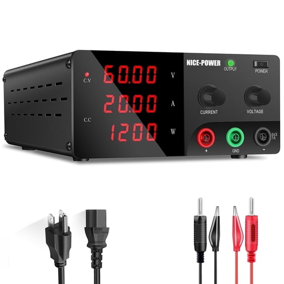 NICE-POWER Variable DC Bench Power Supply 60V 20A 1200W Regulated Switching Power Supply for Repair