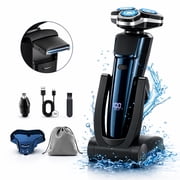NICEBAY Electric Razor for Men, Wet/Dry Electric Shaver with Nose Trimmer, LED Display, Travel Lock, Type-C Charging Stand, IPX7 Waterproof