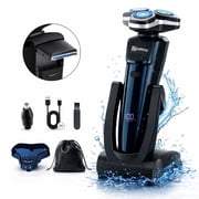 NICEBAY Electric Razor for Men, Wet/Dry Electric Shaver with Nose Trimmer, LED Display, Travel Lock, Type-C Charging Stand, IPX7 Waterproof