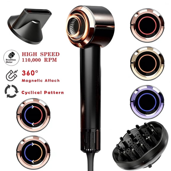 NICEBAY by SKIMI Hair Dryer, Ionic Blow Dryer 110,000 RPM High-Speed Brushless Motor, Travel Mini Hair Dryer For Women, Small Hair Dryer Diffuser