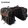 thumbnail image 1 of NICECNC 12" Canvas Leather Motorcycle Saddle Bags Vintage Side Pouch Panniers Universal Black, 1 of 9