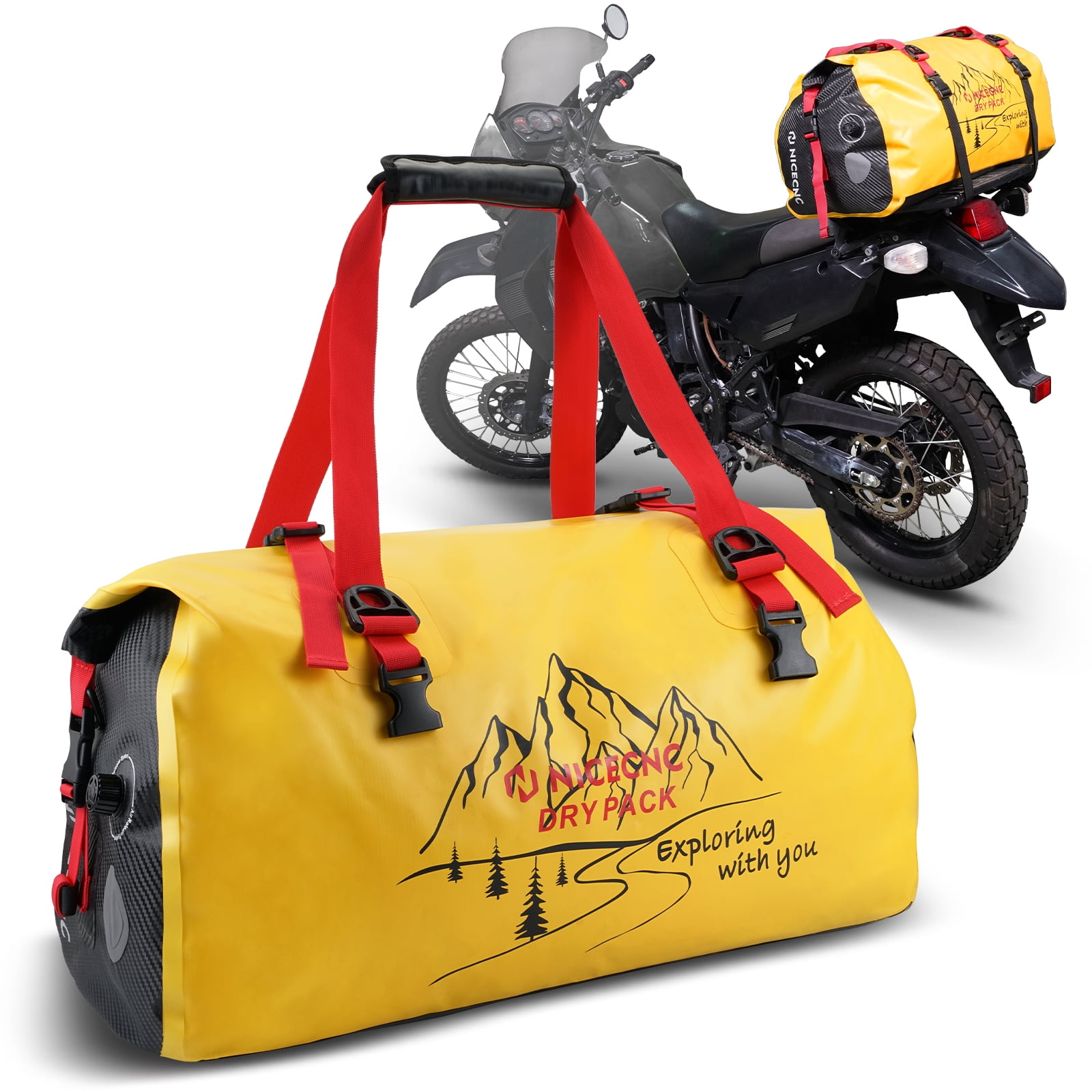 NICECNC Motorcycle Dry Duffle Bag 66L Waterproof Travel Duffel