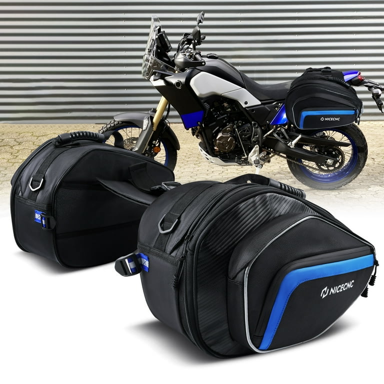 NICECNC Motorcycle Throw Over Saddlebags Universal Rear Side Bag 50L Panniers for Scooter Street Sportster Men s Size 15.75 x 10.63 x 9.45 Black