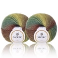 thumbnail image 1 of NICEEC 2 Skeins Soft Rainbow Yarn 100% Wool Gradient Multi Color Yarn for Crocheting Knit Total Length 180m×2(196yds×2,50g×2)-15#, 1 of 7