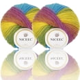 thumbnail image 1 of NICEEC 2 Skeins Soft Rainbow Yarn 100% Wool Gradient Multi Color Yarn for Crocheting Knit Total Length 180m×2(196yds×2,50g×2)-24#, 1 of 7