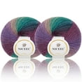thumbnail image 1 of NICEEC 2 Skeins Soft Rainbow Yarn 100% Wool Gradient Multi Color Yarn for Crocheting Knit Total Length 180m×2(196yds×2,50g×2)-5#, 1 of 7
