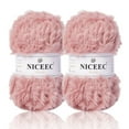 thumbnail image 1 of NICEEC 2 Skeins Super Soft Fur Yarn Chunky Fluffy Faux Fur Yarn Eyelash Yarn for Crochet Knit -Total Length 2×32m(2×35yds,50g×2)-Dusty Rose, 1 of 7