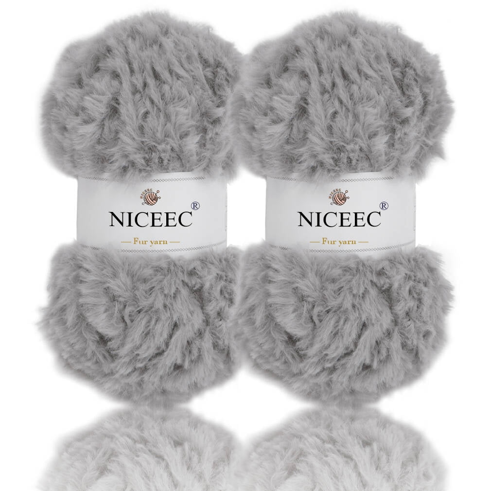 NICEEC Faux Fur Yarn Super Soft Yarn Chunky Fluffy Yarn Eyelash Yarn for  Crochet Knit Total Length 6×32m(6×35yds,50g×6)-Ginger Cat/300g