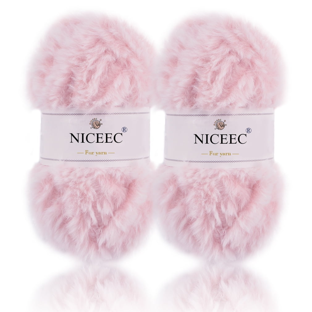  NICEEC 2 Skeins Super Soft Fur Yarn Chunky Fluffy Faux