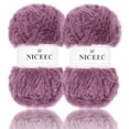 thumbnail image 1 of NICEEC 2 Skeins Super Soft Fur Yarn Chunky Fluffy Faux Fur Yarn Eyelash Yarn for Crochet Knit-Total Length 2×32m(2×35yds,50g×2)-Pale Pinkish Purple, 1 of 4