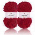 thumbnail image 1 of NICEEC 2 Skeins Super Soft Fur Yarn Chunky Fluffy Faux Fur Yarn Eyelash Yarn for Crochet Knit-Total Length 2×32m(2×35yds,50g×2)-Red, 1 of 3