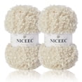 thumbnail image 1 of NICEEC 2 Skeins Teddy Fur Yarn Super Soft Yarn Chunky Fluffy Faux Fur Yarn Fuzzy Yarn Eyelash Yarn for Crochet Knit -Total Length 2×50m(2×55yds,3.53oz×2)-Beige, 1 of 7