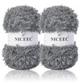 thumbnail image 1 of NICEEC 2 Skeins Teddy Fur Yarn Super Soft Yarn Chunky Fluffy Faux Fur Yarn Fuzzy Yarn Eyelash Yarn for Crochet Knit -Total Length 2×50m(2×55yds,3.53oz×2)-Dark Gray, 1 of 7