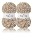 thumbnail image 1 of NICEEC 2 Skeins Teddy Fur Yarn Super Soft Yarn Chunky Fluffy Faux Fur Yarn Fuzzy Yarn Eyelash Yarn for Crochet Knit -Total Length 2×50m(2×55yds,3.53oz×2)-Light Brown, 1 of 7