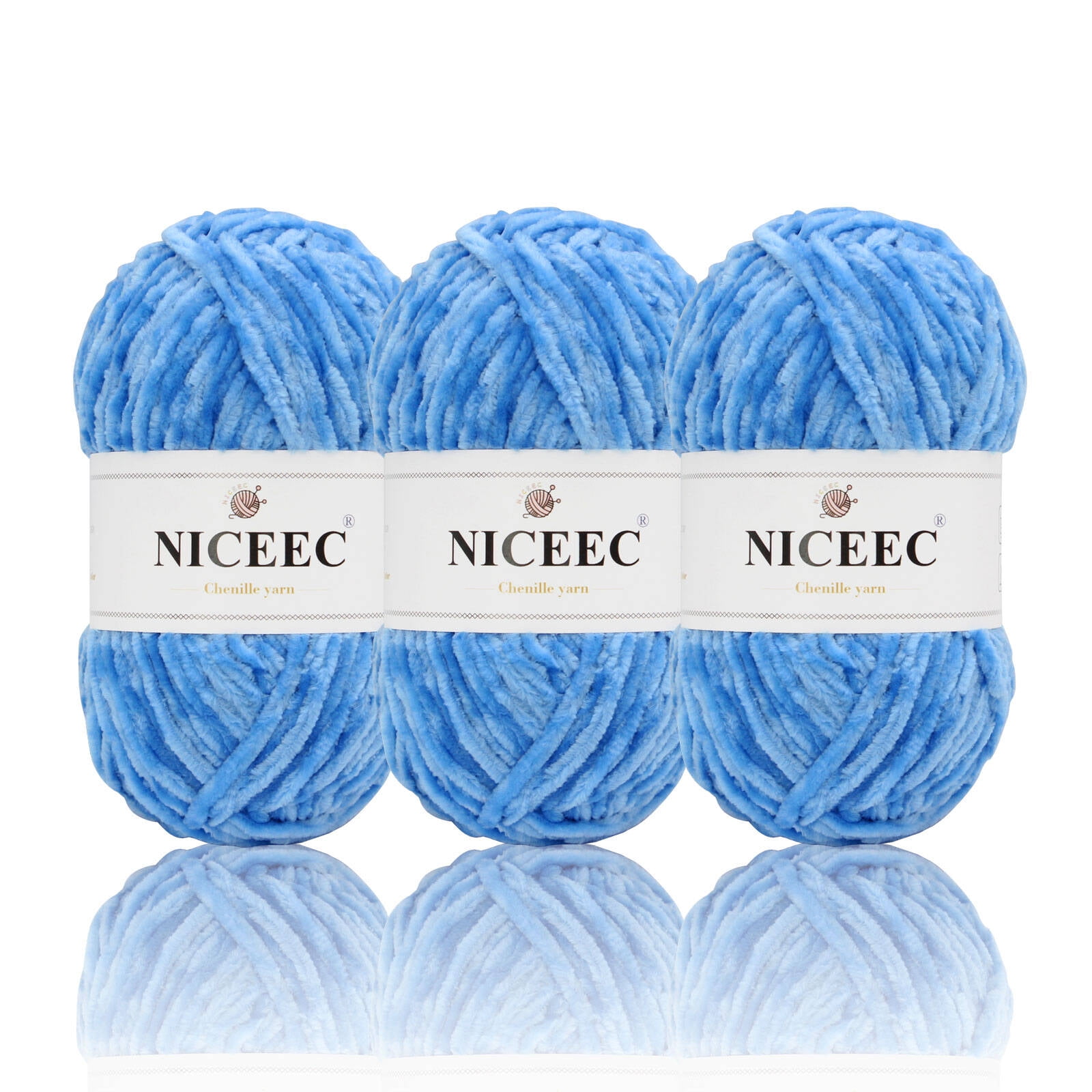 Soft Chenille Yarn For Knitting & Crochet - 3 Skeins (Cream White) - Light Worsted Weight, Perfect For Blankets & DIY Crafts - View #9